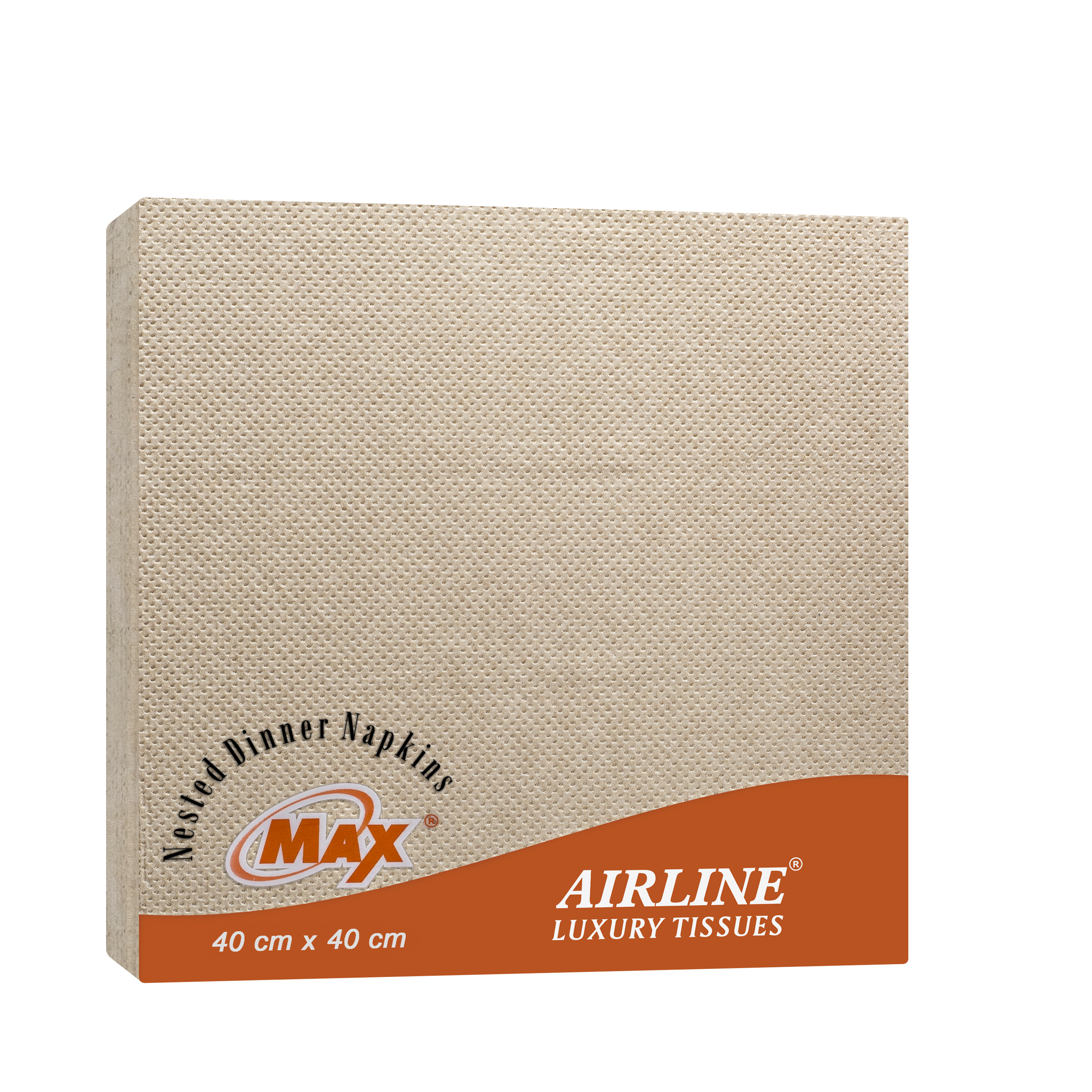 Max Airline Nested 40 cm x 40 cm – 2 Ply Brown Laminated Tissue Napkin |
