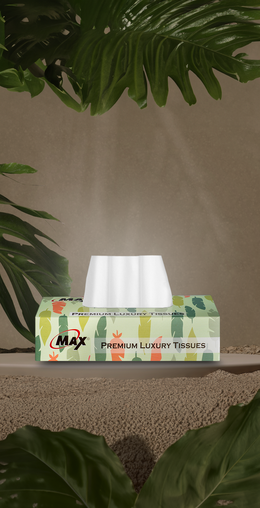 Max Facial Tissue Autumn Leaf - 80 Pulls | Virgin Facial Tissue Box | Pack of 12