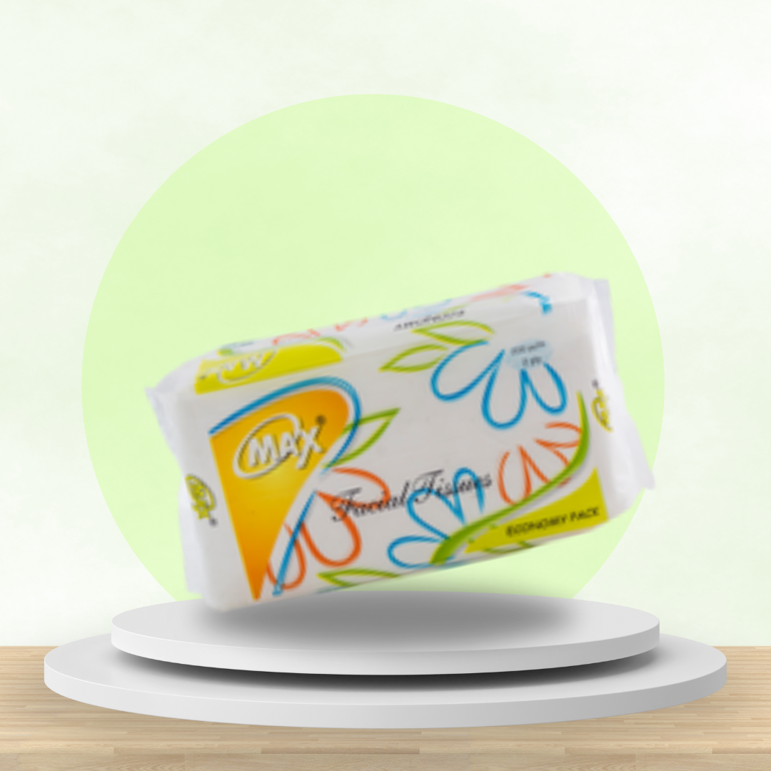 Max Facial Pouch Pack - 200 Pulls | Virgin Facial Tissue Box | Pack of 12