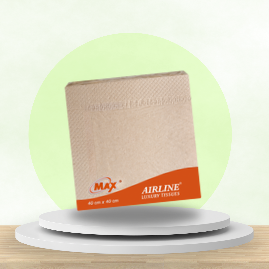 Max Airline 40 cm x 40 cm – 2 Ply Brown Tissue Napkin | 50 Pulls x 6 Packs